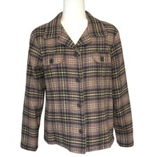 Vintage Old Navy Plaid Wool Blazer Women's M Purple Preppy Collegiate 1990s