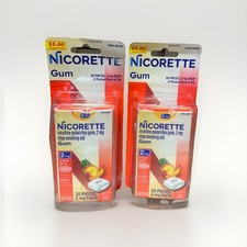 2 PACK Nicorette 2mg Gum Stop Smoking Aid, Fruit Chill 20 Pieces EA EXP 12/27