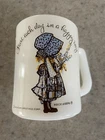 Vintage 1972 Holly Hobbie White Milk Glass Federal Glass Mug