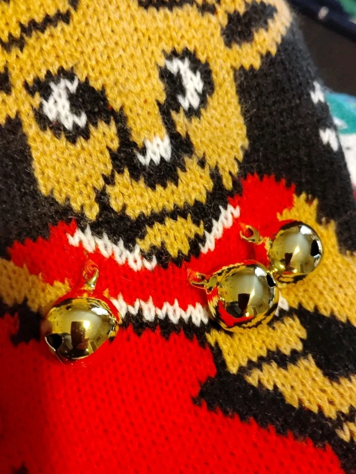 Mens M Straight Outa North Pole Santa Light Up Christmas Holiday Sweater Bells - Image 3 of 4