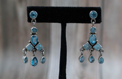 *SJ925 7ct Blue Spinel Dangle Earrings 13.2g