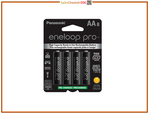 Panasonic eneloop pro 8-AA High-Capacity NiMH Pre-Charged Rechargeable Batteries