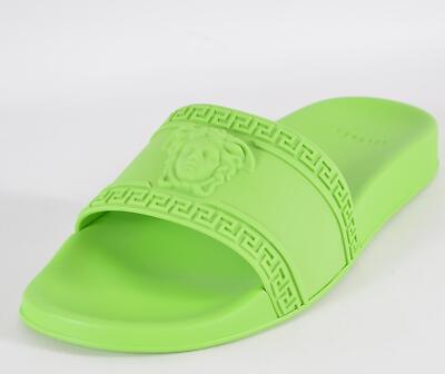 NEW Versace Men's MEDUSA HEAD Neon Green Rubber Pool Slides Sandals Size 38 5