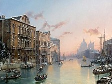WINTER VIEW GRAND CANAL VENICE F. Nerly Tile Mural Backsplash Marble Ceramic