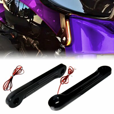 Front LED Flush Fork Turn Signals Brackets For Harley 96-13 Touring Street Glide