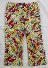 Tommy Hilfiger Stretch Colorful Leaf Print Capri Cropped Pants Size 6P NWT