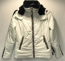 Fera Dylan Women's Winter Snow Ski Jacket With Faux Fur Hood White Size 12 New