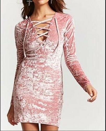 FOREVER 21 Pink Crushed Velvet Lace-Up 