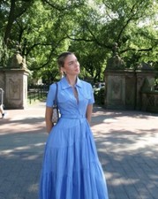 NWT_ZARA SS24 ZW COLLECTION POPLIN BELT  SHIRTDRESS  LIGHT BLUE | 2240/653/ XS