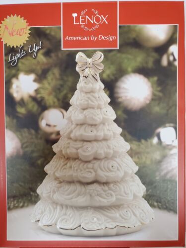 NIB Lenox Ceramic Christmas Tree Porcelain Brightly Shining Light Up LED Color