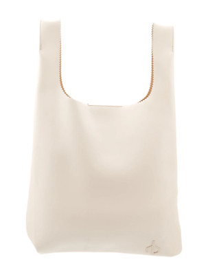 RAG & BONE White Tan Neutral Minimal Chic Buffed Faux Leather Mission Tote Bag