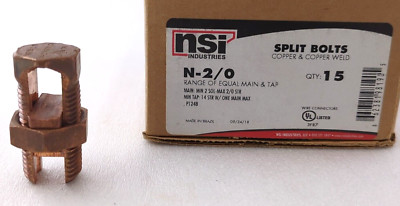 * NSI Industries N-2/0 Split Bolt Copper Wire Connector 14-2/0 STR CU
