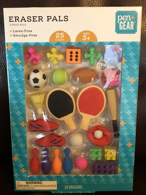 Pen+gear 25 Eraser Pals Each latex & smudge Free.   Sport 