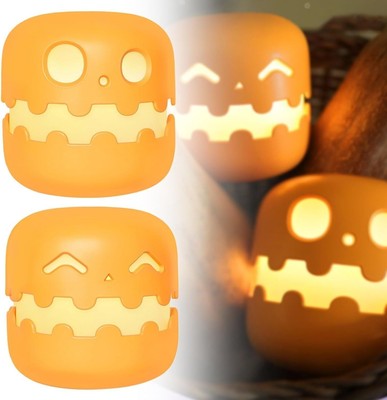 Halloween Pumpkin Night Lights with Smiling Face Jack O Lantern Decorations