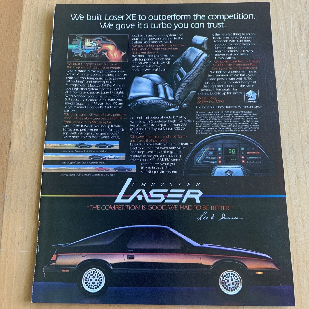 1984 Chrysler Laser Xe Black Vintage Ad | eBay