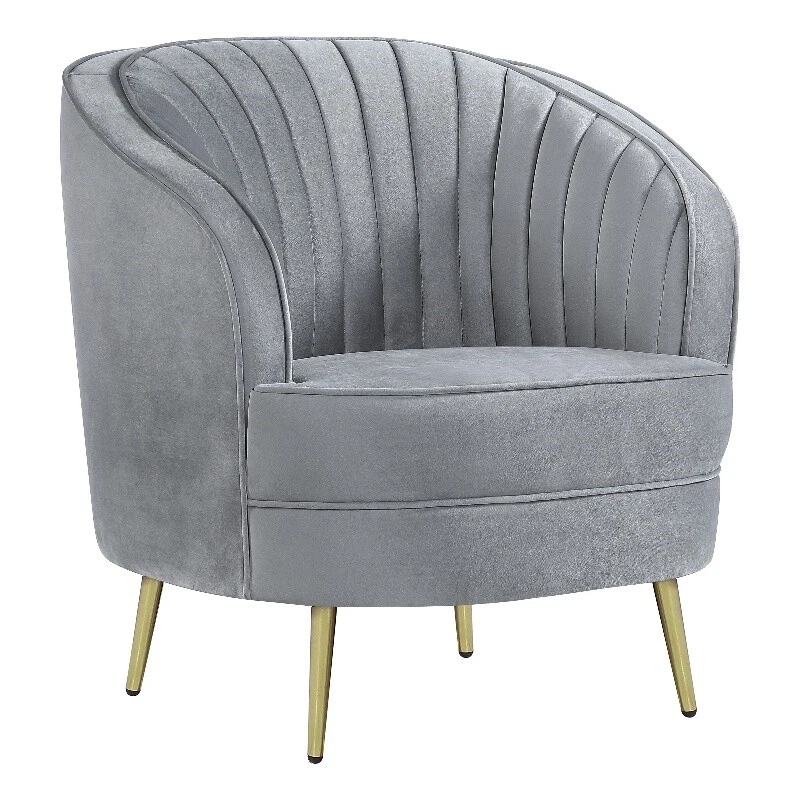 Coaster Sophia Modern Velvet Upholstered Turfed Chair in Gray