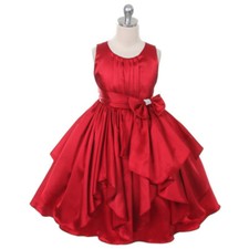 RED Size 4 Satin Flower Girl Dress Party Birthday Wedding Bridesmaid Formal