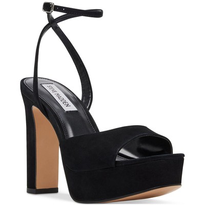 Steve Madden Womens ASSURED Black Nubuck Heels 7.5 Medium (B,M) BHFO 3797