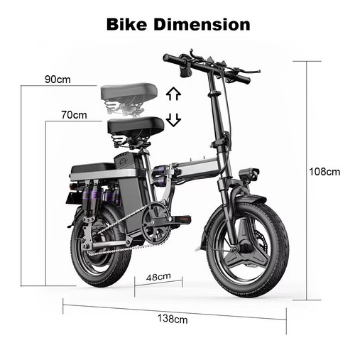 1000W Foldable Electric Bike 60km Range 48V Battery GPS Tracker Dual Disc Brakes - Picture 2 of 11