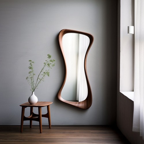 Stylish Design Irregular Mirror | Bathroom Mirror | Vanity Mirror Wavy Handmade - Picture 2 of 7