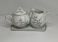 Napco Cream And Sugar With Tray Numbered IDD5418 Hand Painted No Chips Or Cracks