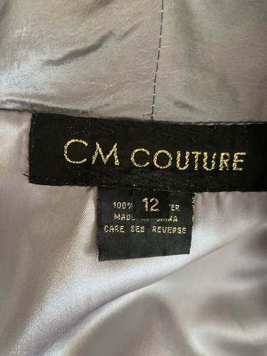 CM Couture Satin Formal & Lace Dress & Bolero Jacker Size 12 Silver & Black - 第 9/12 張圖片