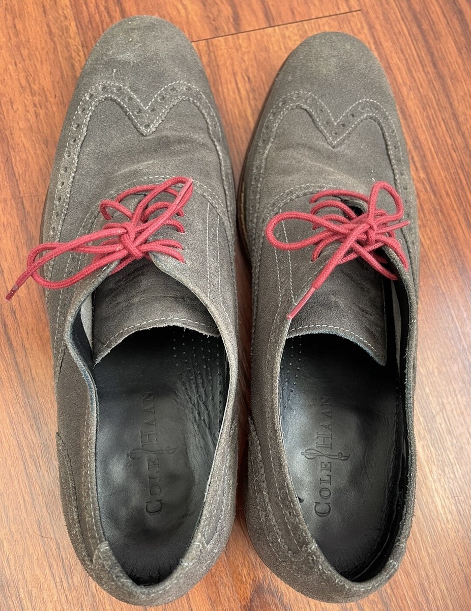 Cole Haan Air Colton Men\'s 9.5 US Oxfords Suede Charcoal Gray Casual C09579 Cole Haan Mens Air Colton Saddle Shoes | MensDesignerShoe.com main image 2