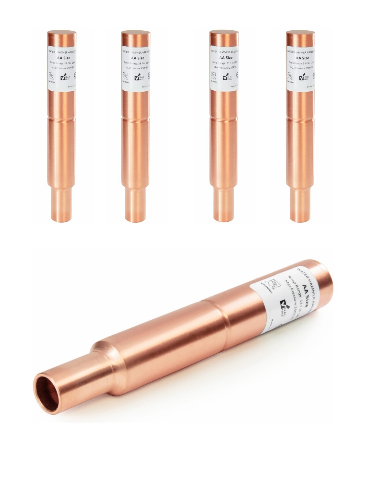 5 PCS EFIELD MH-260 1/2-Inch Straight Male Sweat Copper Water Hammer Arrestor