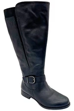 Naturalizer Women's Jayden Suede Riding Boot Black Leather