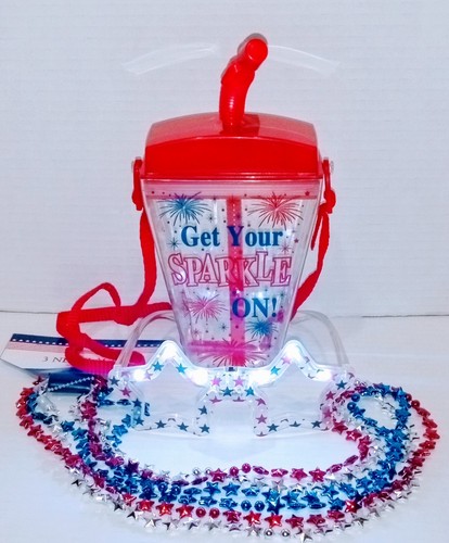July 4th Tumbler Canteen, Light up Glasses & w/Star Necklaces, Free Shipping! - Picture 2 of 2