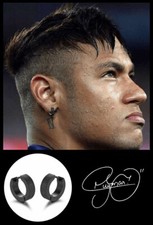 Men’s/Boy’s: NEYMAR Stainless Steel Frosted Black Designer Huggie/Hoop Earrings
