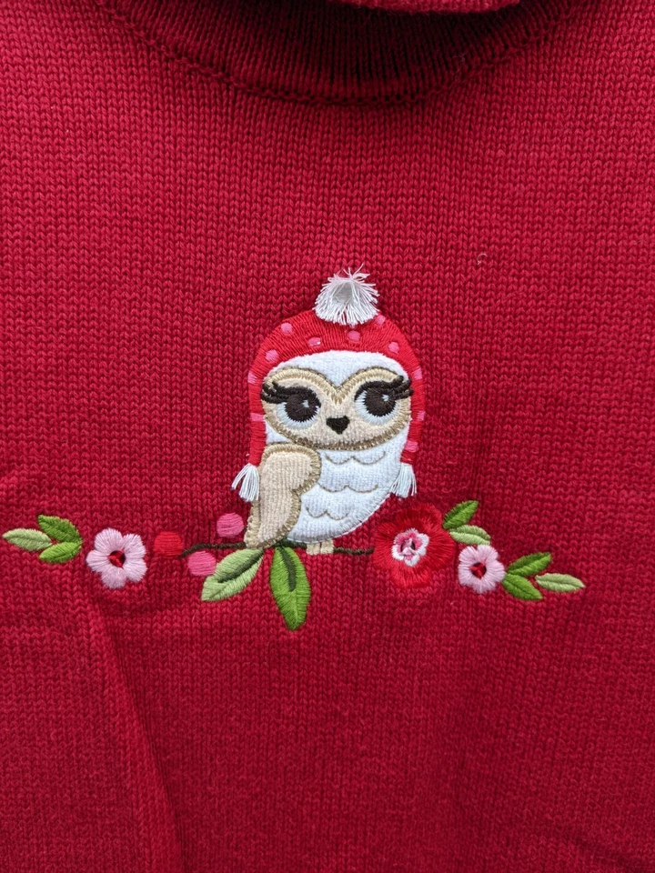 Gymboree COZY OWL Sz 9 Girls Stripe Sweater Dress Flower Leggings Set 2012 EUC - Image 3 of 4