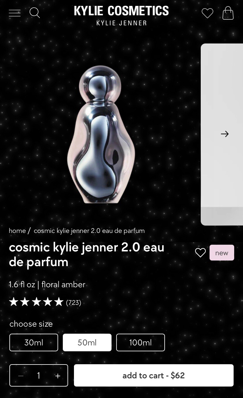 Cosmic Kylie Jenner 2.0 eau de parfum 1.6 Fl Oz 50ml Floral Amber New