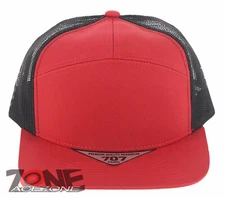7 PANEL FLAT BILL SNAPBACK TRUCKER BASEBALL CAP HAT RED