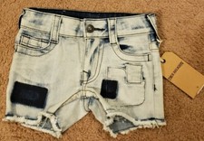 NWT True Religion Girls Audrey Denim Bleach Splash Shorts Size 2T