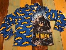 Boy's Batman The Dark Knight Riseth Long Sleeve Flannel Pajama Shirt Size 6-7
