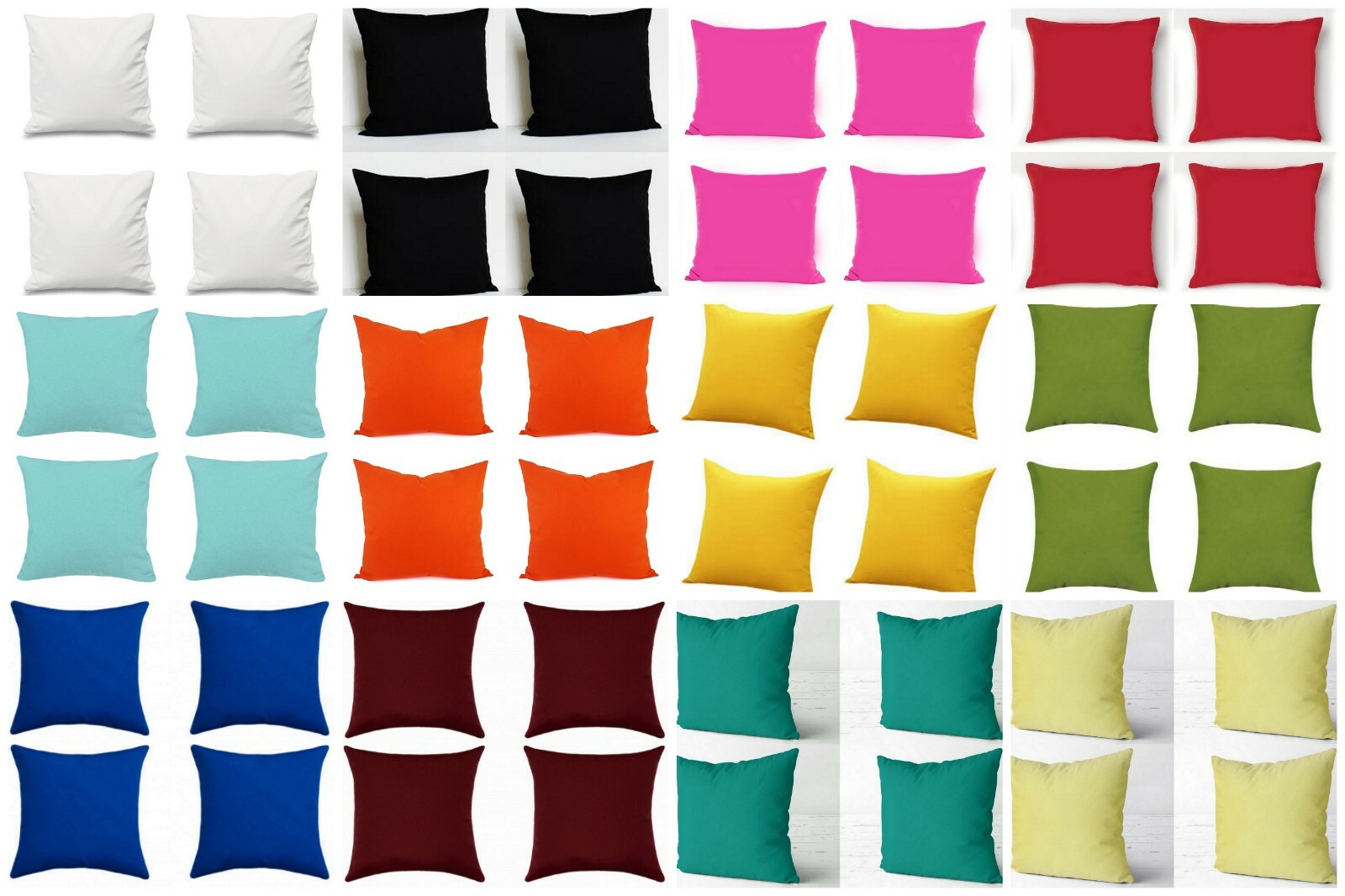 New Indian 4 Pcs Sets Cotton Plain Cushion Covers Of All Size Pillow