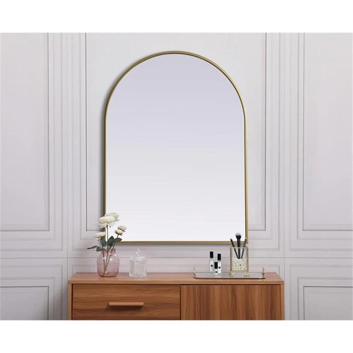 Elegant Decor Ayra 27x36" Arch Modern MDF Wood/Iron Mirror in Brass - Picture 2 of 9