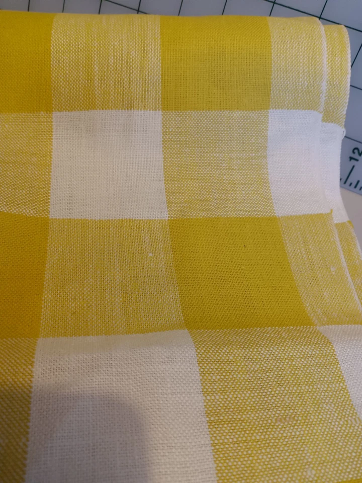 Beautiful Linen Toweling by the Meter-Bitter Lime/Soft White Plaid-20.5" W-NOS - Image 2 of 4