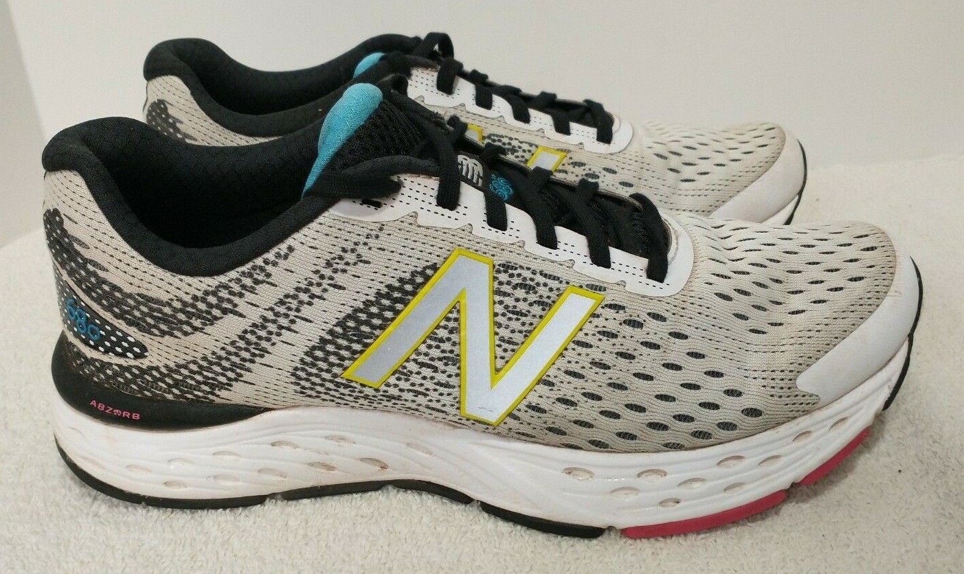 New Balance 680v6 White Black Yellow Running Shoes W680CR6 Women's Size 9 |  eBay