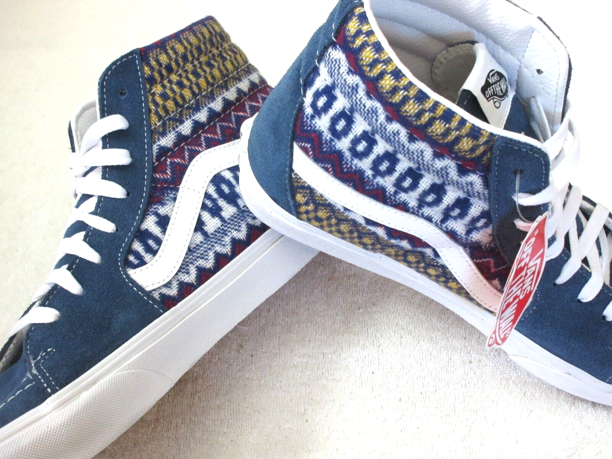 Vans Men\'s Sk8-Hi Fair Isle Blue Multi Suede Canvas Skate shoes Sizes NIB s-l1200.jpg main image 3