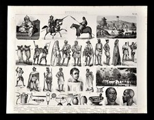1874 Bilder Ethnic Print Africa Tribes Dress Artifacts Village Sheik of Bornu