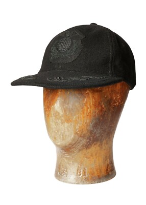 Ralph Lauren RRL Black Wool Nautical Miltary Baseball Hat Cap S New