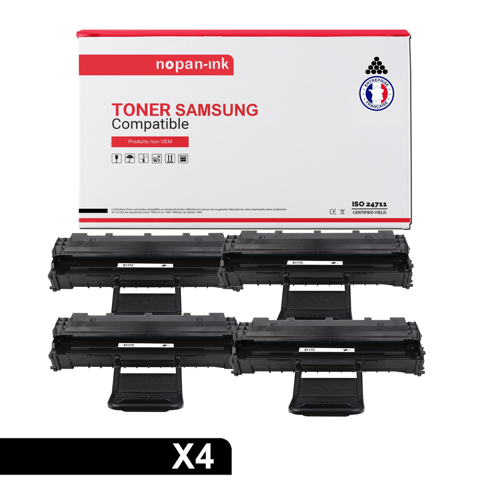 Toner noir SAMSUNG MLT-D117S compatible NOPAN-INK pack de 4 pour imprimante laser SCX-4655F