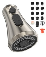 Universal Brushed Nickel Kitchen Faucet Sprayer Head , 3 Function ABS Sink Fa...