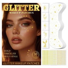 30PCS Glitter Freckles Face Tattoos  Gems Set, Multi-Style Gold
