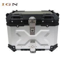 Motorcycle Silver Trunk Rear Tour Tail Box Luggage Aluminum Top Case Storage 45L