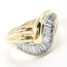 Ring mit Baguette Diamanten in 18 Kt 750 er Gold Gr&ouml;sse 57 edel