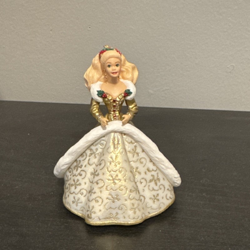 Hallmark Holiday Barbie Christmas Ornament 1994 Gold White Collectible