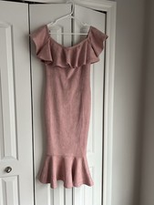 Fashion Nova Aliana Suede Dress Pink Size M Off Shoulder NWT Women’s Party
